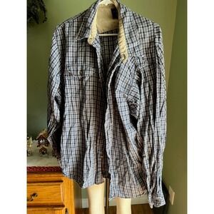 Men’s Wrangler Long Sleeve Button Down White Blue Plaid 2XL